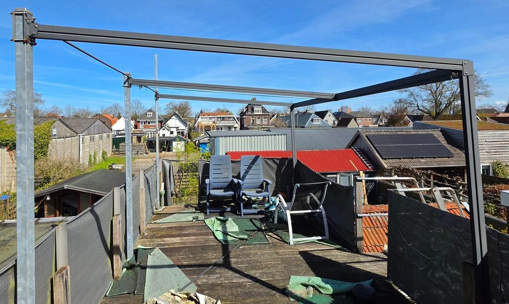 Harmonicadoek-pergola / Terrasoverkapping, Tuin en Terras, Overkappingen, Gebruikt, Ophalen