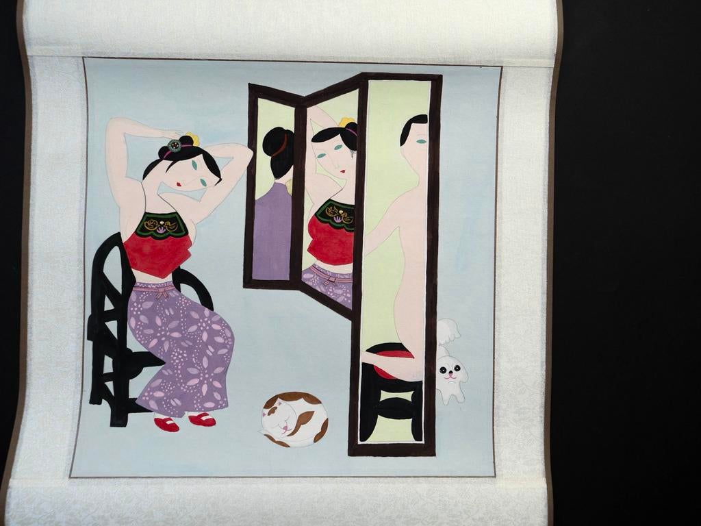 Origineel Chinees (gesigneerd) schilderij op doek, Ophalen of Verzenden