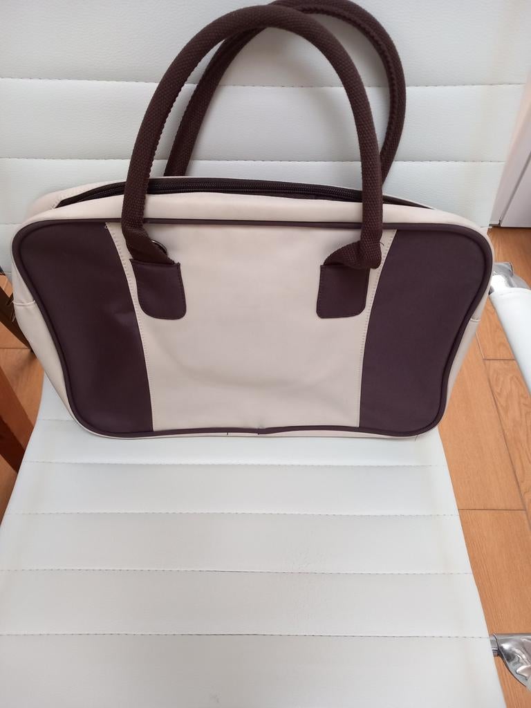 Laptoptas beige met bruin, Computers en Software, Laptoptassen, Ophalen of Verzenden, Gebruikt, Beige, Schoudertas