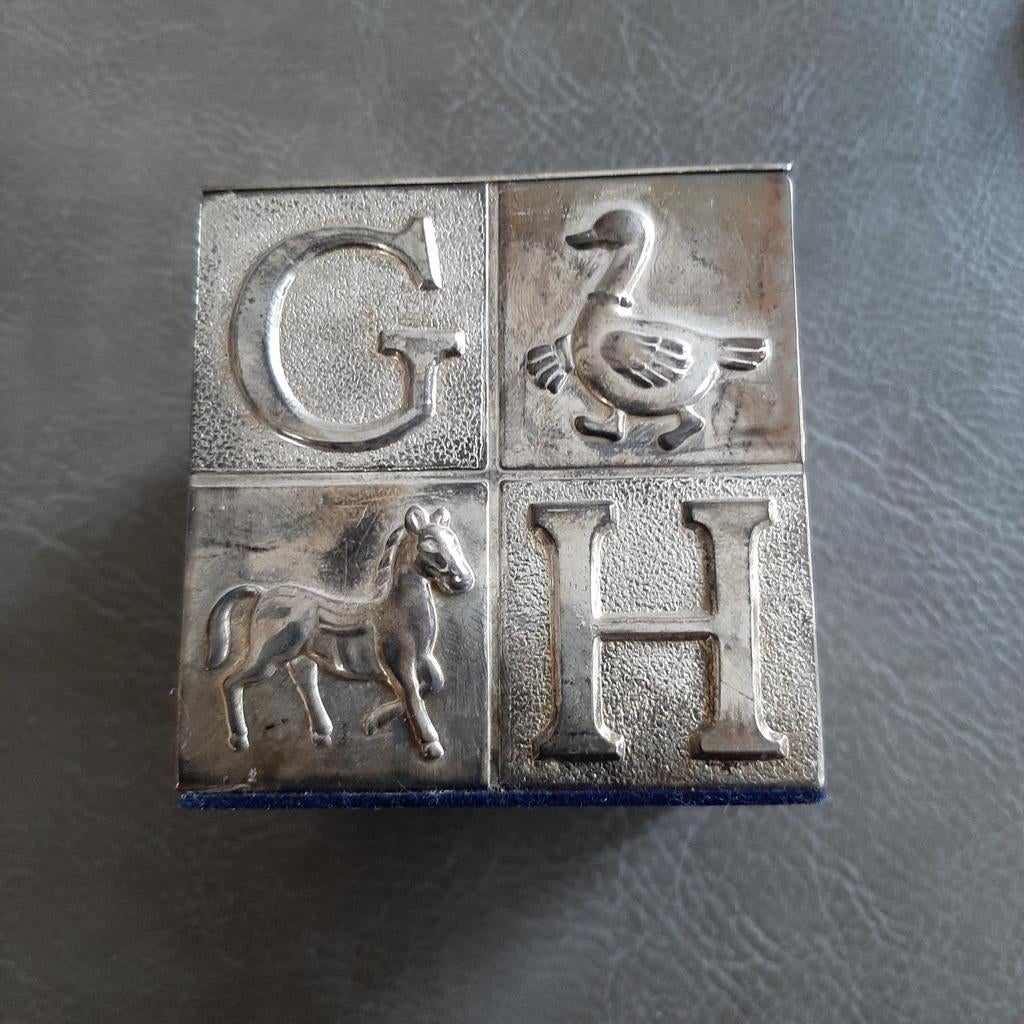 Spaarpot, zilver, kubus met letters, Ophalen of Verzenden, Nieuw