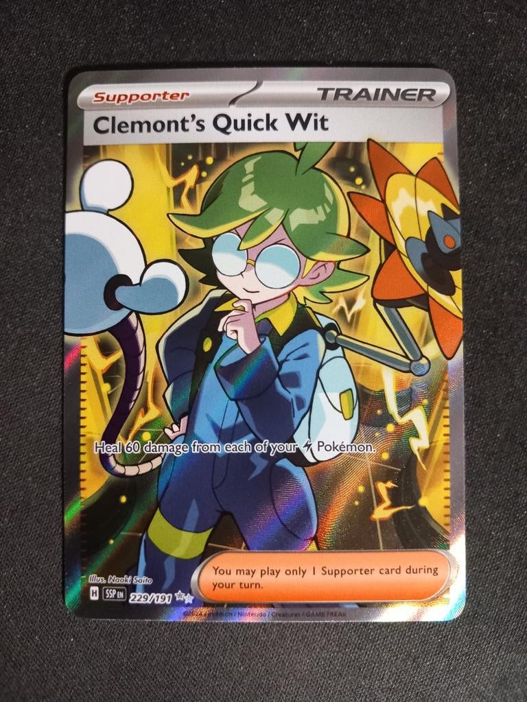Clemont's Quick Wit 229/191 Surging Sparks Full Art NM, Verzenden, Zo goed als nieuw, Losse kaart, Foil