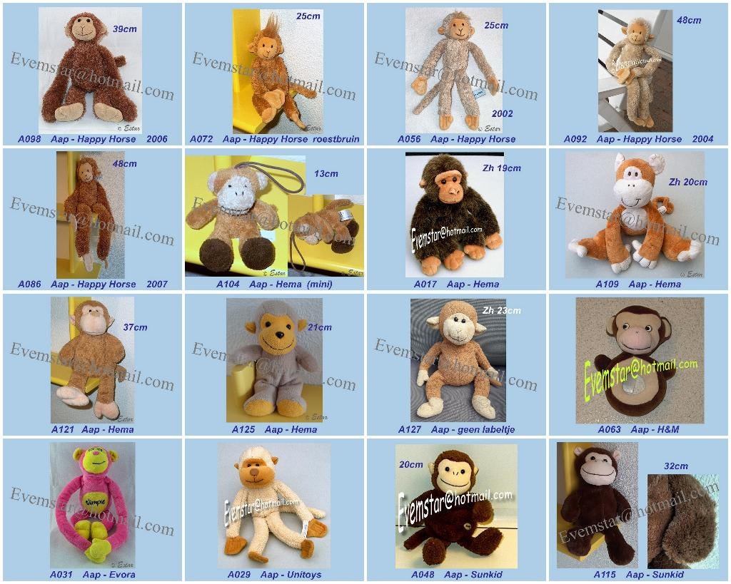 Aap Aapje Happy Horse Hema H&M Evora Unitoys ea merken, Ophalen, Zo goed als nieuw, Aap