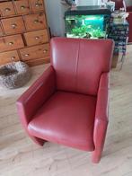 4 leren eetkamerstoelen rood, Ophalen, Gebruikt, Leer, Vier
