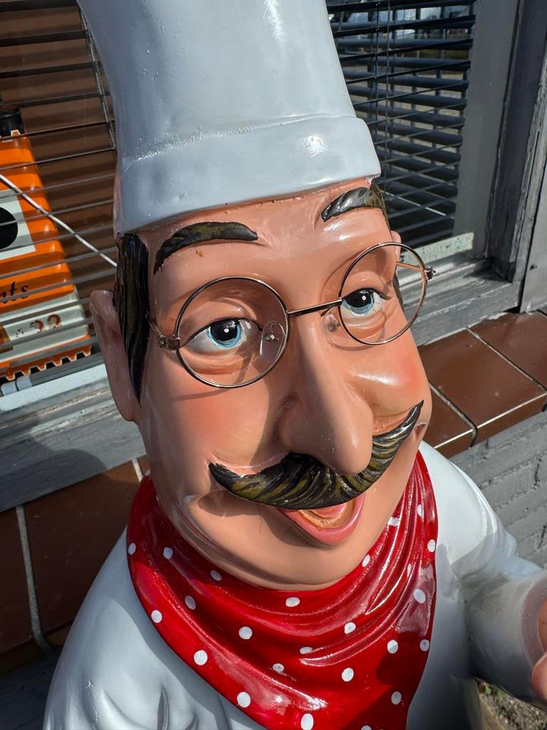 Grote Chef-kok Beeld met Krijtbord - Ideaal voor Horeca, Ophalen, Zo goed als nieuw, Mens