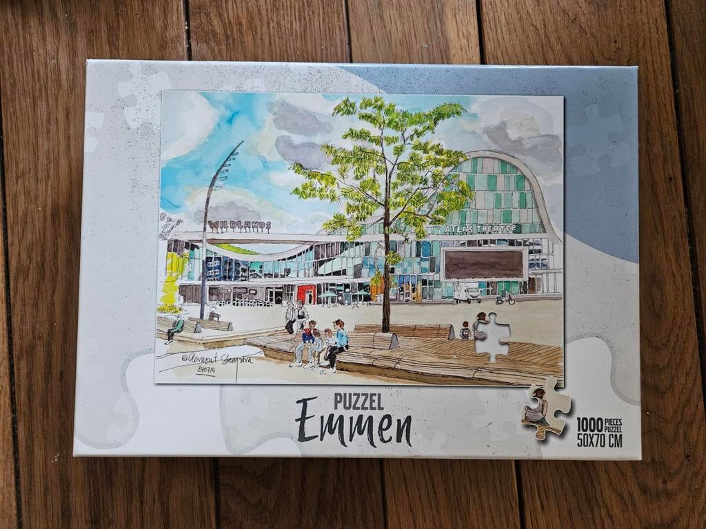 Puzzel Emmen 1000 stukjes - Wildlands Atlas Theater, Hobby en Vrije tijd, Denksport en Puzzels, Ophalen of Verzenden, 500 t/m 1500 stukjes
