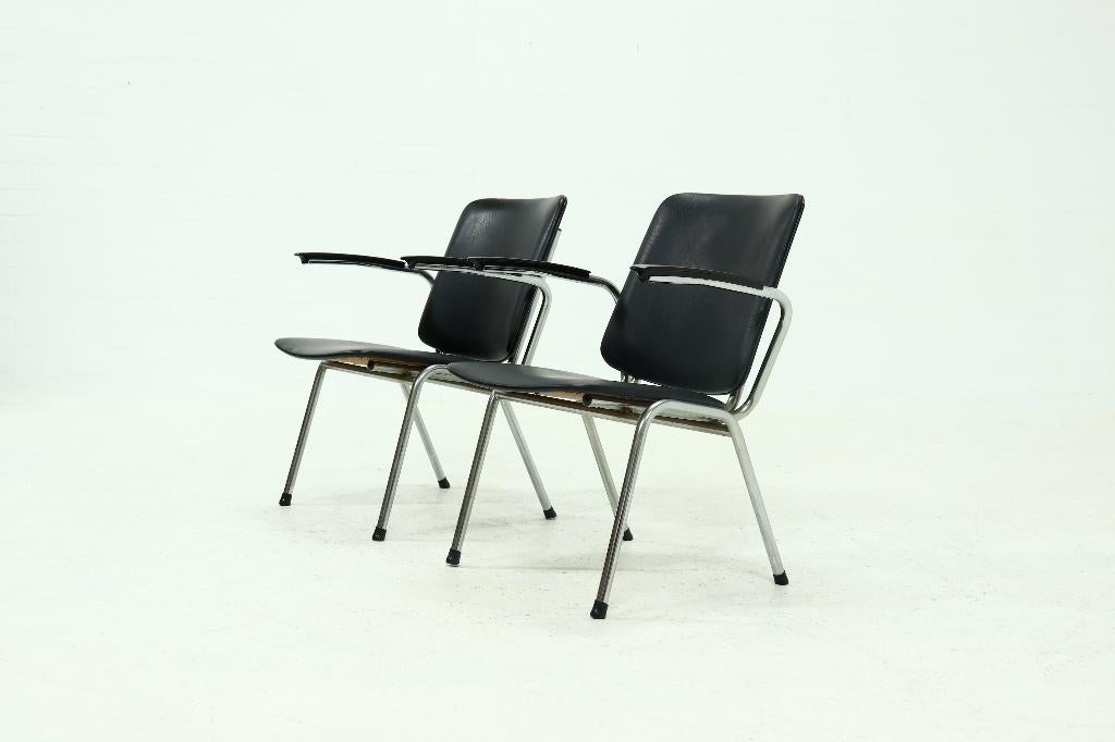 Vintage Buisframe Stoelen Gebroeders de Wit Gispen Jaren 60, Ophalen, Gebruikt, Wit, Twee