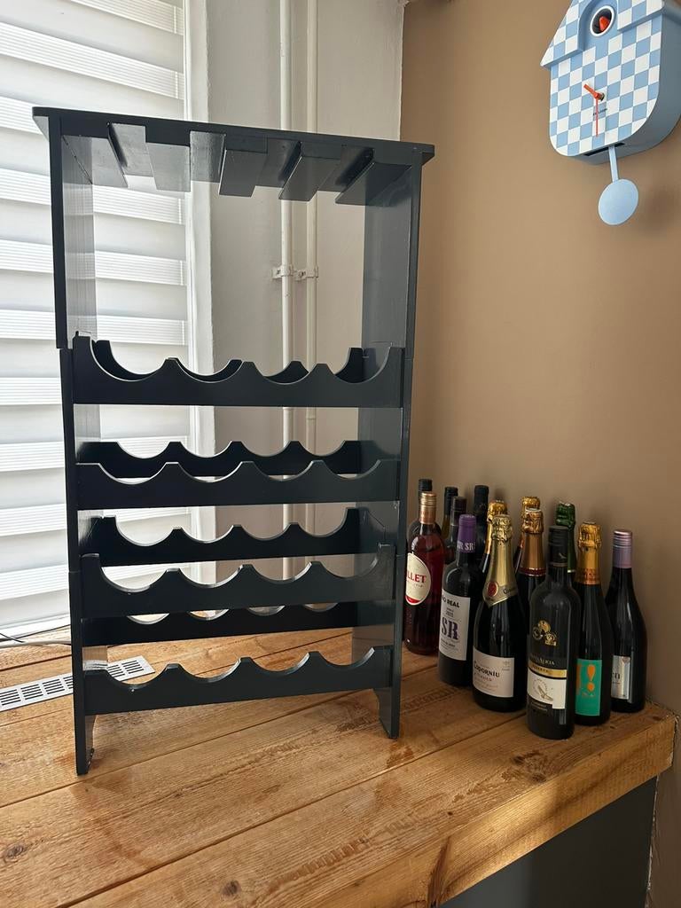 Hout glazen en wijnrek, Ophalen, Gebruikt, 15 tot 25 flessen, 75 cm of meer