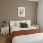 Hoogglans wit bed 160x200 met 2 nachtkastjes, Ophalen, Overige materialen, Gebruikt, Wit