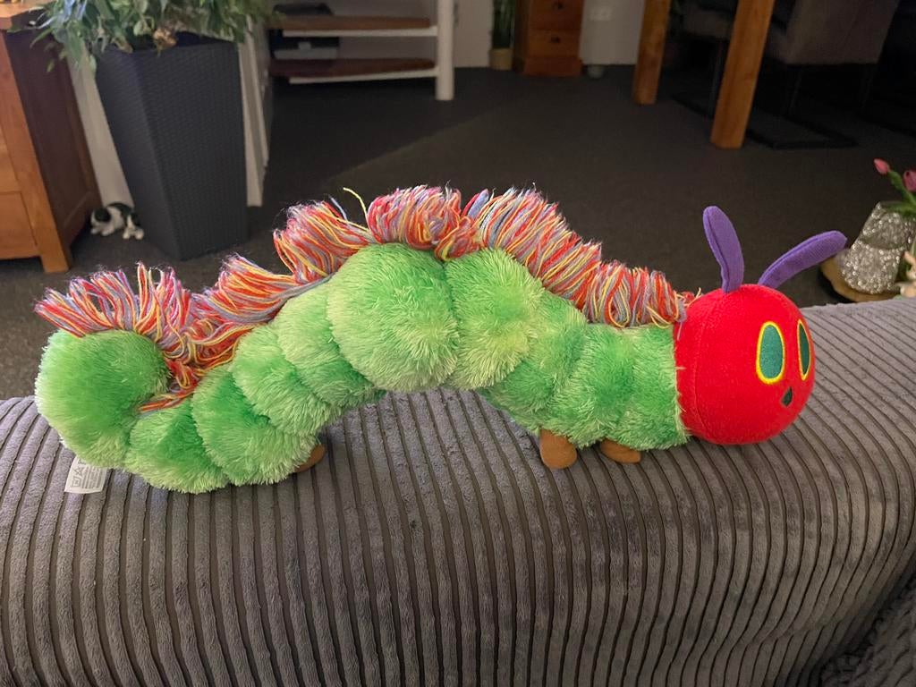 XL knuffel van Rupsje nooitgenoeg world of Eric Carle 40 cm, Kinderen en Baby's, Ophalen of Verzenden, Zo goed als nieuw, Overige typen