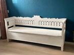 2 meter lange witte Scandinavische klepbank., Antiek en Kunst, Antiek | Meubels | Stoelen en Banken, Ophalen