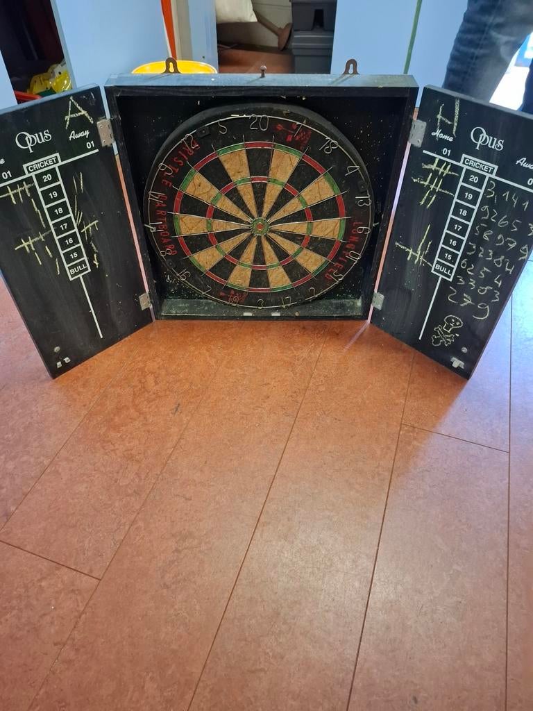 Vintage Dartbord in Houten Kast - Robin Hood, Ophalen