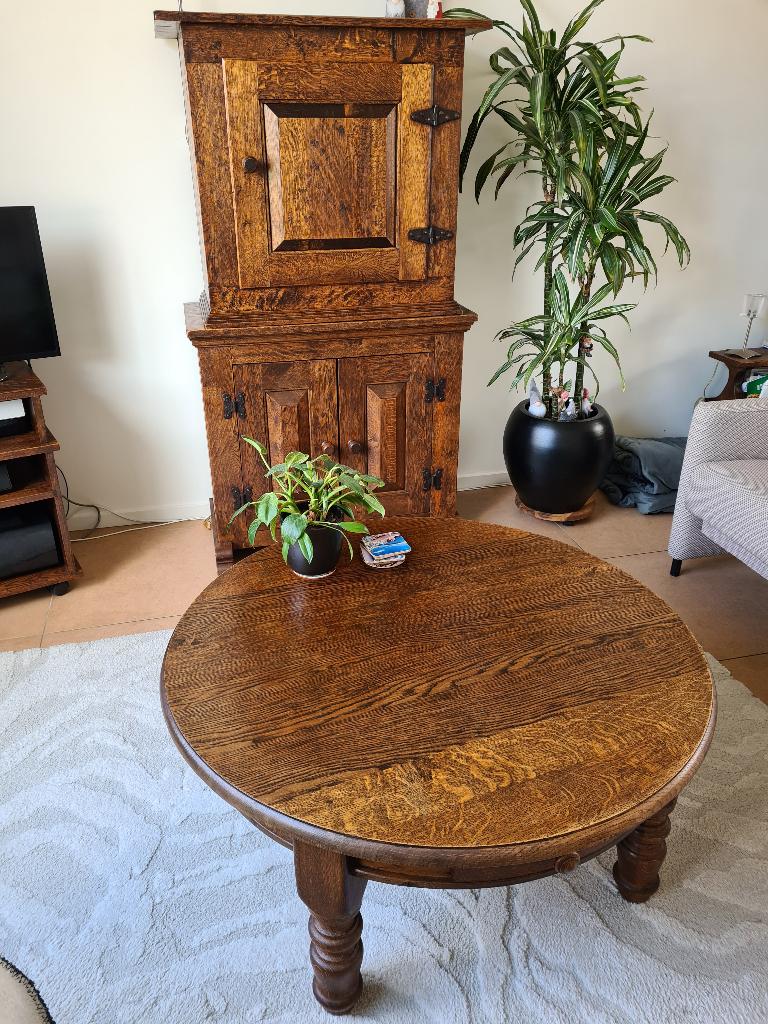 GERESERVEERD!    Massief eiken salontafel en kast(jes), Huis en Inrichting, Ophalen