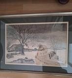 Ets Anton  van Hemert - Winterlandschap met boerderij, Ophalen, Ingelijst, Ets, Landschap