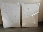 Set van 2 abstracte witte canvas schilderijen, Antiek en Kunst, Kunst | Schilderijen | Modern, Ophalen