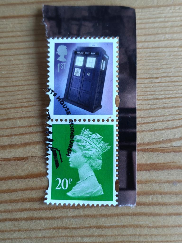Engeland security machin 20p en tardis, Ophalen of Verzenden, Gestempeld