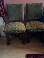 2 Klassieke Groene Stoelen - Hout & Stof, Antiek en Kunst, Ophalen of Verzenden