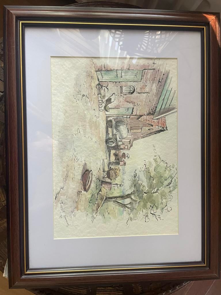 Aquarel schilderij T. Verleg - Diverse landschappen, Antiek en Kunst, Kunst | Schilderijen | Klassiek, Ophalen of Verzenden