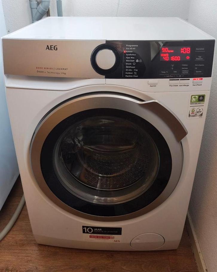 Aeg wasmachine 8000 ÖKOMix 9 kg 1600t, Witgoed en Apparatuur, Wasmachines, Zo goed als nieuw, Voorlader, 8 tot 10 kg, 85 tot 90 cm
