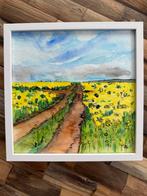 Aquarel koolzaadveld, Ophalen of Verzenden