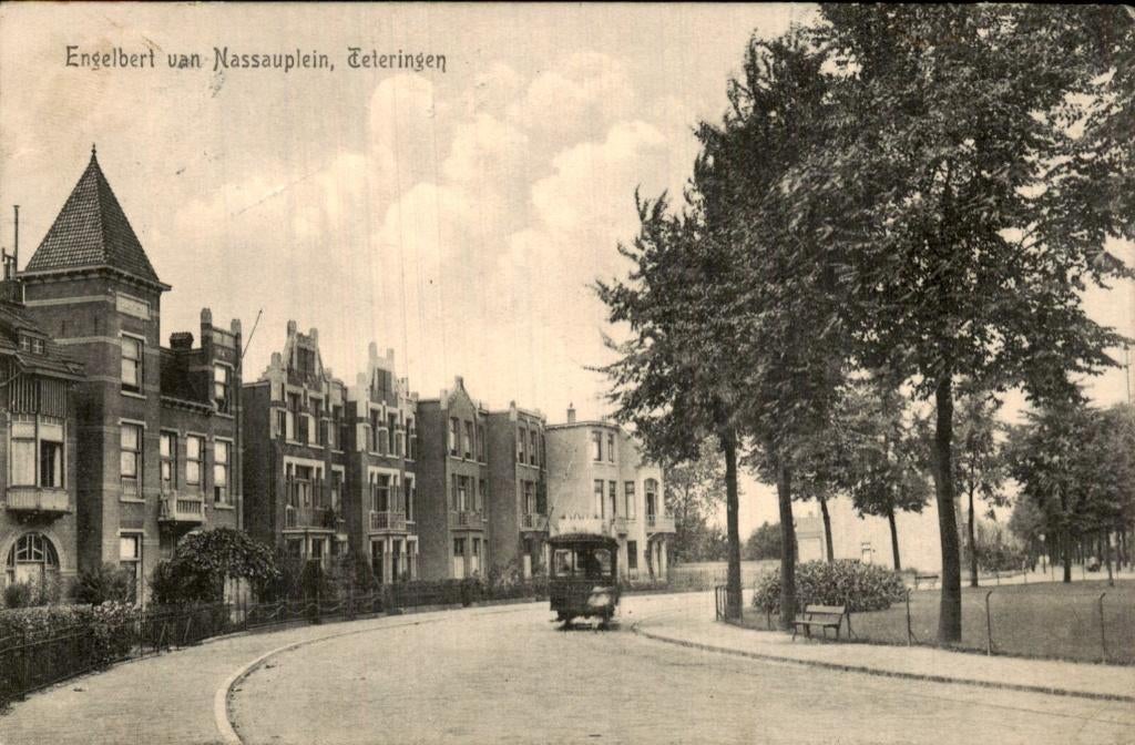 Teteringen - Engelbert van Nassauplein - met tram, Verzamelen, Ansichtkaarten | Nederland, Ophalen of Verzenden, Voor 1920, Gelopen