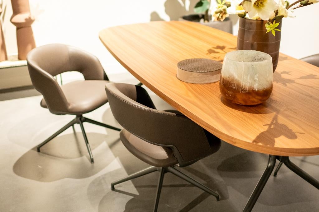 Flexform eetkamerstoelen Alma Swivel (set), Ophalen, Bruin, Vintage, Nieuw