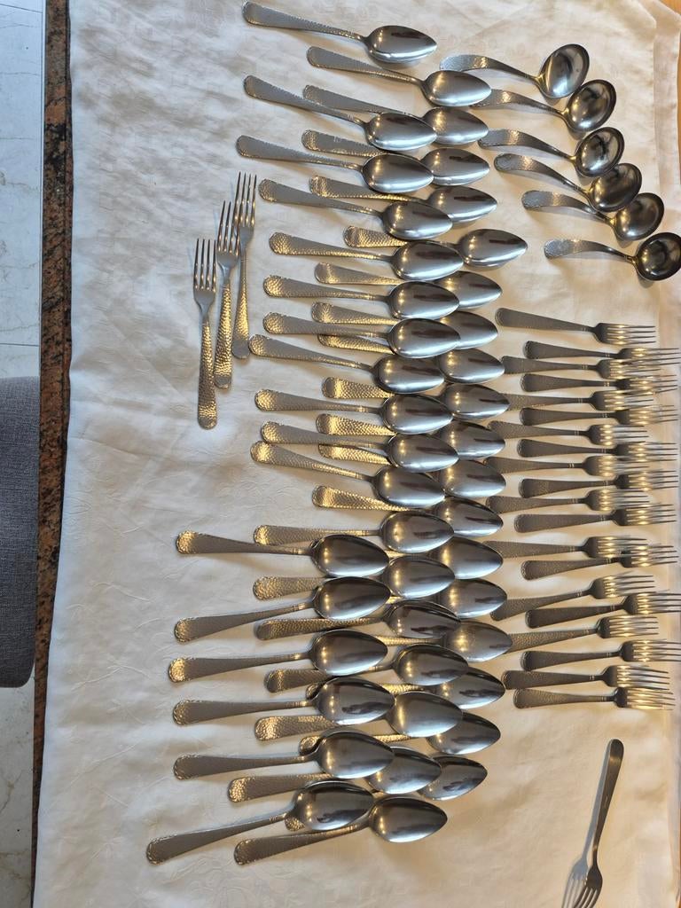 Grote set bestek, 99+ stuks, gehamerd design, Ophalen of Verzenden
