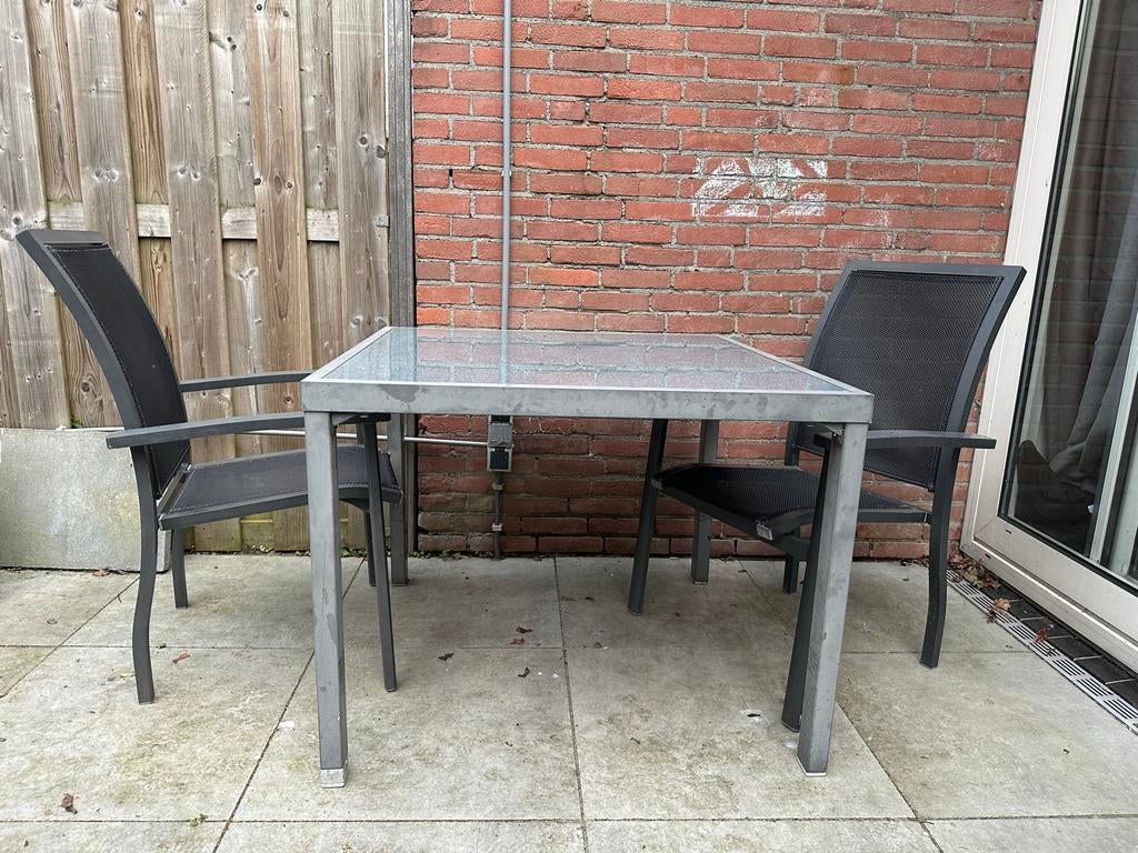 Royal Patio tuinset tafel en 2 stoelen, Ophalen of Verzenden, Gebruikt, Textileen, Stapelbaar