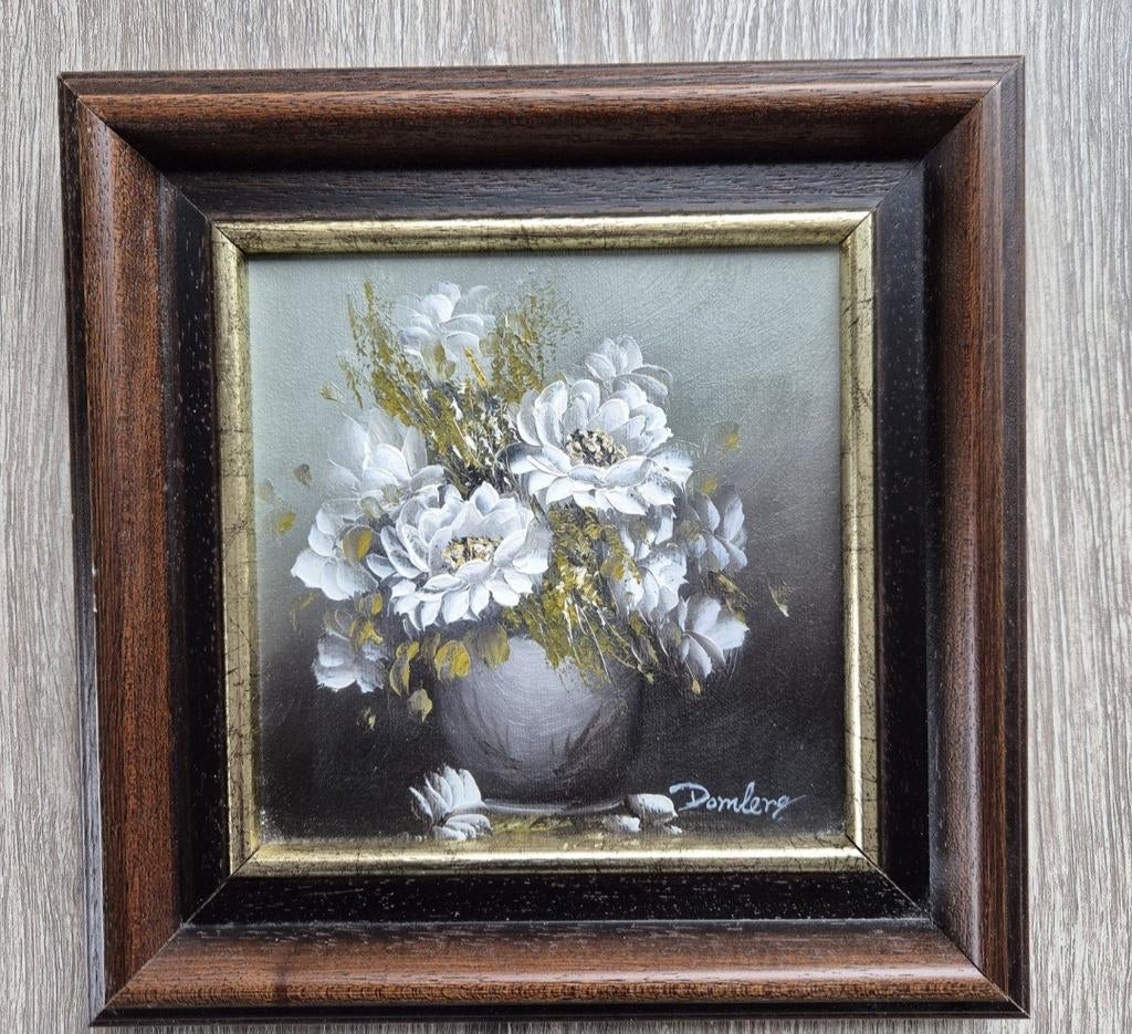 Schilderij met witte bloemen in vaas, Antiek en Kunst, Kunst | Schilderijen | Klassiek, Ophalen