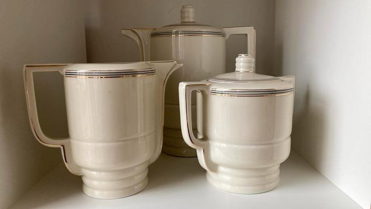 Fraai Art Deco driedelig koffie / thee servies - merk Epiag, Antiek en Kunst, Antiek | Servies compleet, Ophalen of Verzenden