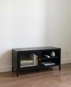 Zwart TV-meubel met glazen deur, Huis en Inrichting, Kasten | Televisiemeubels, Ophalen, Gebruikt, 50 tot 100 cm, Glas