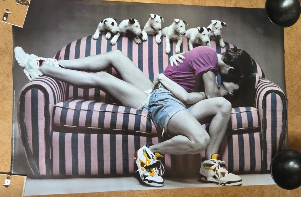 Vintage 90s Verkerke Poster: Puppy Love - 93x62cm, Verzamelen, Posters, Ophalen of Verzenden