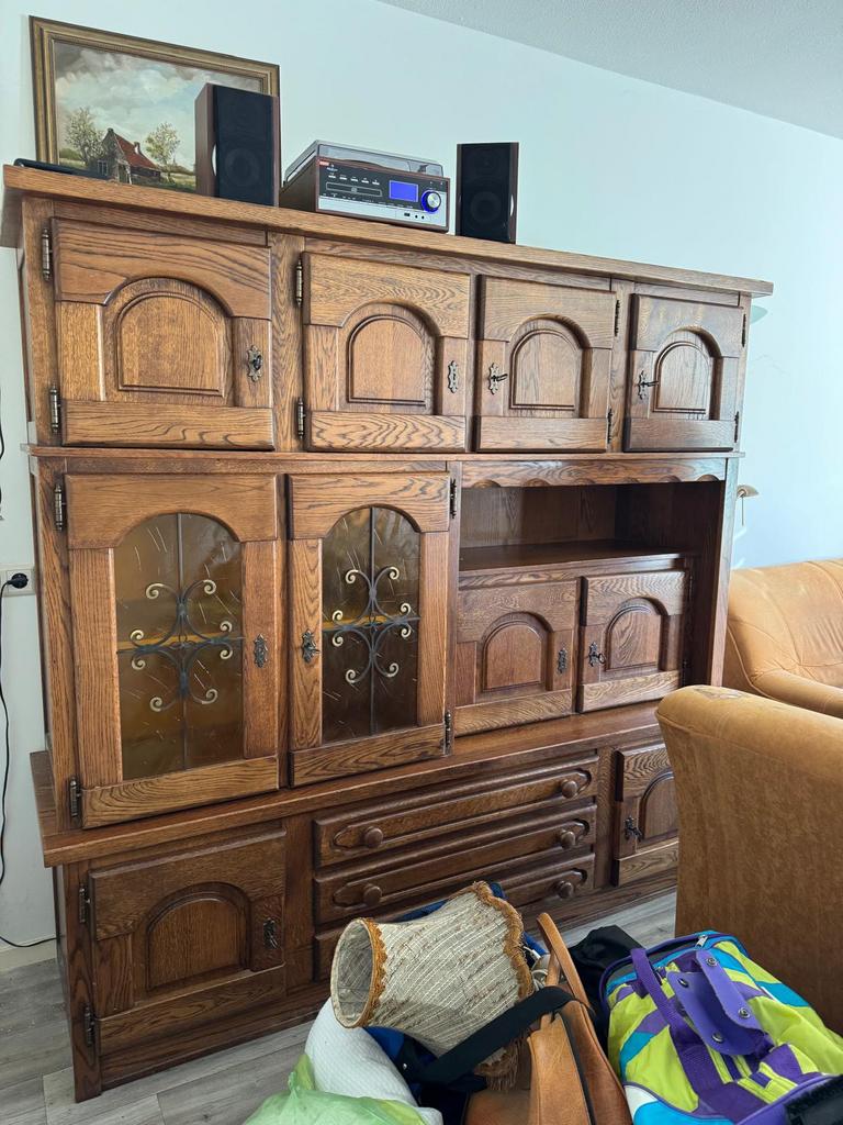 Eikenhouten wandmeubel, Huis en Inrichting, Ophalen, Zo goed als nieuw, 25 tot 50 cm, 150 tot 200 cm