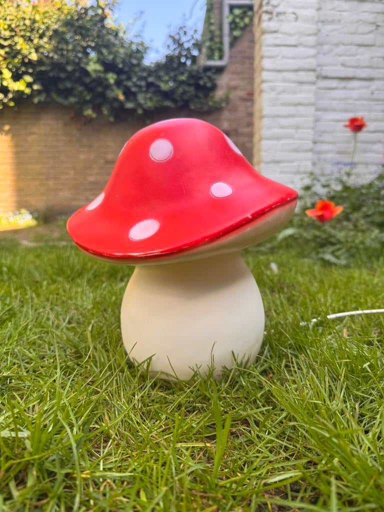 Heico paddestoel lamp - Rood met witte stippen, Ophalen of Verzenden, Gebruikt, Kunststof, Minder dan 50 cm