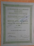 Aandeel 500 gulden Houthandel D.P. Oberman te Dokkum. 1937, Ophalen of Verzenden, 1920 tot 1950, Aandeel