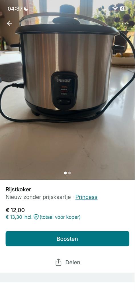 Princess Rijstkoker 1,8L - Perfecte Rijst Elke Keer, Verzenden, Zo goed als nieuw