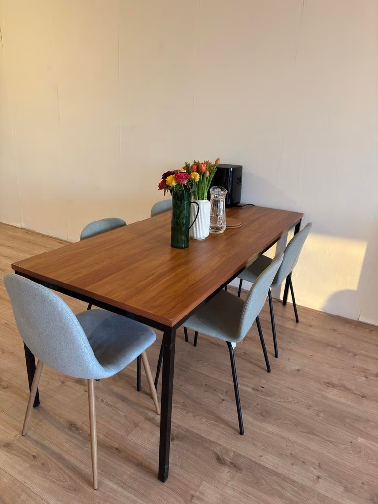 Eettafel met 4 IKEA stoelen, Ophalen, Gebruikt, 100 tot 150 cm, 50 tot 100 cm