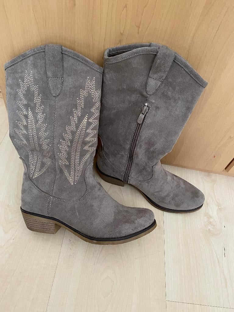 suede laarzen, Hoge laarzen, Verzenden, Grijs, Onbekend