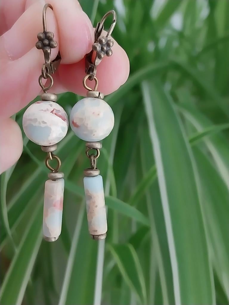 Sea sediment oorbellen #2846, Overige materialen, Hangers, Zo goed als nieuw, Met edelsteen