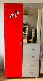 Sportieve Formule 1 kledingkast, met spiegel boven lades, Ophalen, Overige materialen, Gebruikt, 200 cm of meer