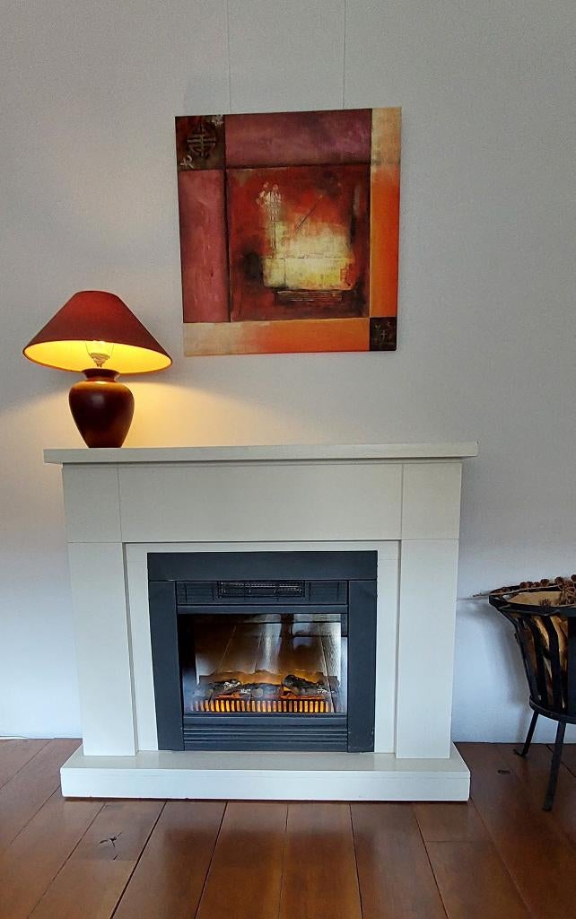 Schouw roomwit, Ophalen, Gebruikt, Vrijstaande haard, Elektrische haard