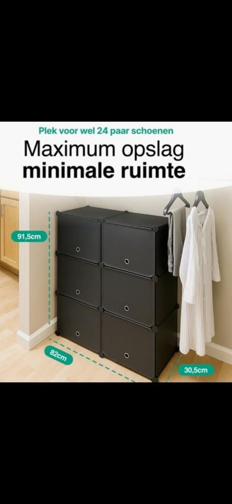 Modulaire schoenenkast, zwart, Huis en Inrichting, Ophalen of Verzenden