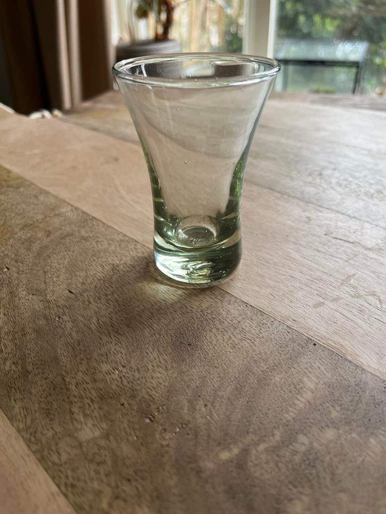 Vintage borrelglas groen, gemerkt, Antiek en Kunst, Antiek | Glas en Kristal, Ophalen