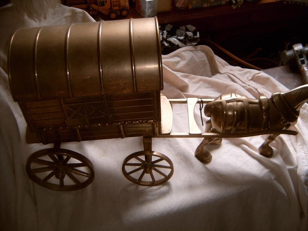 Messing Woonwagen met Paard er voor, Ophalen of Verzenden