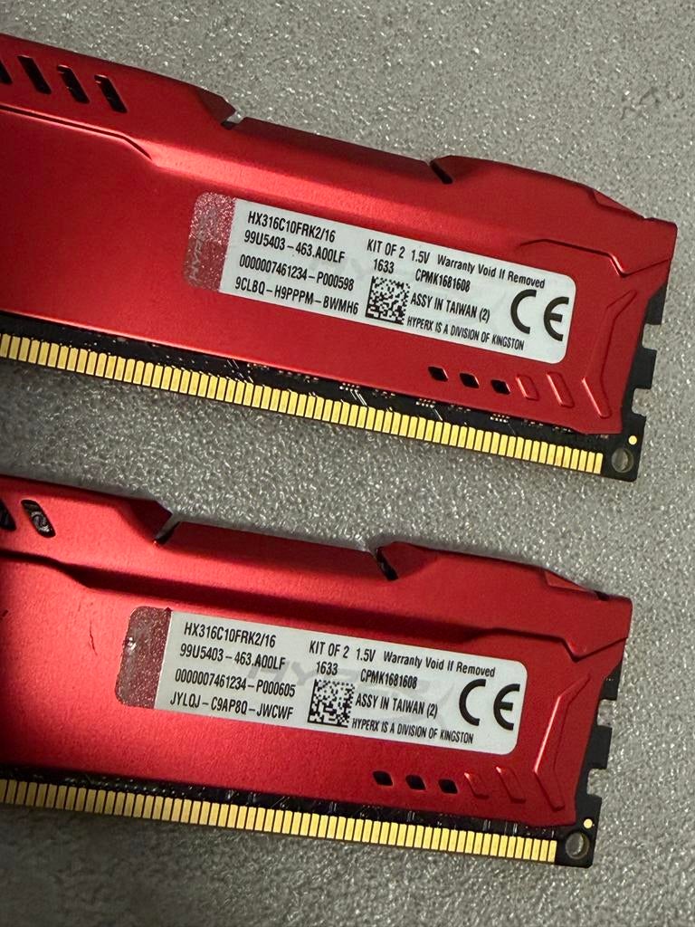 HyperX Fury 32GB (2x16GB) DDR3 RAM 1866MHz, Computers en Software, RAM geheugen, Gebruikt, DDR3, Ophalen of Verzenden, Desktop