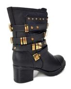 Stoere zwarte enkellaarsjes met gespen, Zwart, Lage of Enkellaarzen, Ophalen of Verzenden, Onbekend