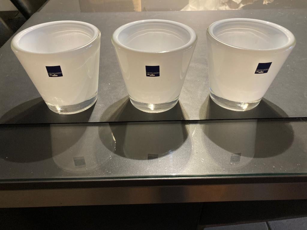 Leonardo Windlicht / vaas Leonardo wit 3 stuks samen, Overige materialen, Wit, Nieuw, Ophalen of Verzenden