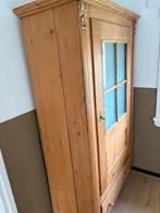 Antieke engelse grenen meidenkast met glas en lade, Antiek en Kunst, Ophalen of Verzenden