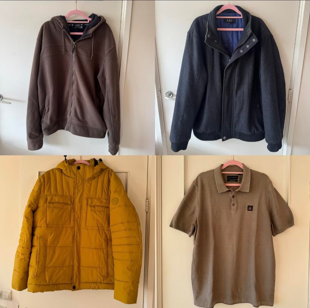 XXL mannenkleding pakket winterjas, jas, fleece vest en polo, Ophalen of Verzenden, Gedragen, Overige maten