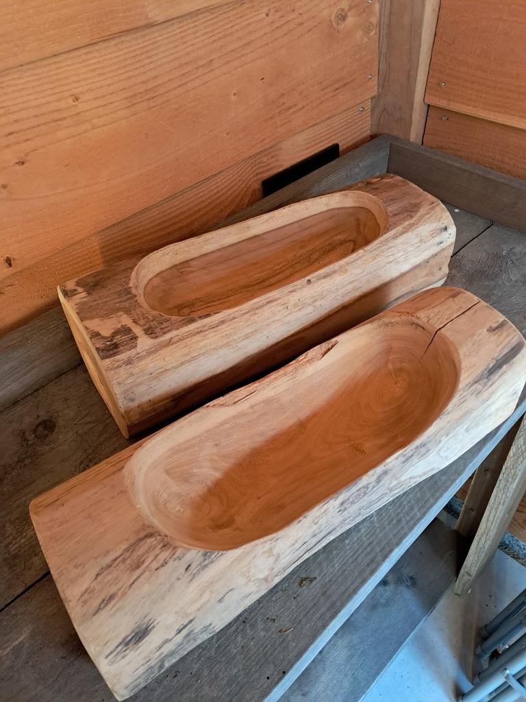 Rustieke Teakhouten Schaal Muubs - Handgemaakt Indonesië, Ophalen of Verzenden