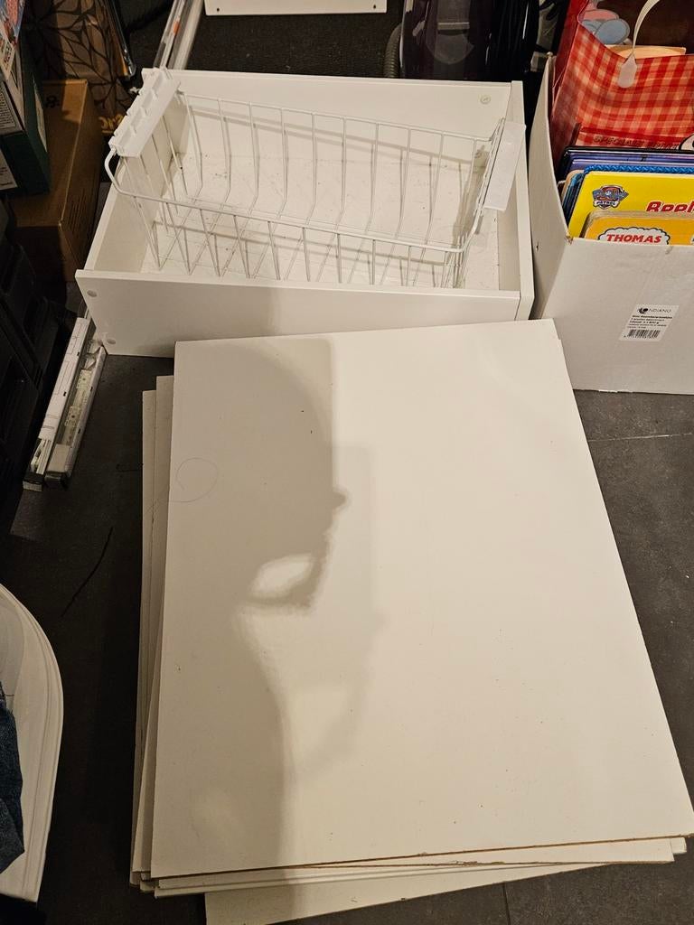 IKEA Pax Indeling: 8 plankjes, lade, draadmand (50x60 cm), Huis en Inrichting, Kasten | Kledingkasten, Ophalen, Met plank(en)